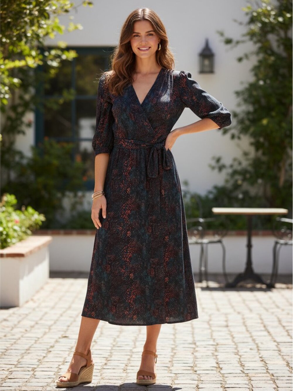 Scotch & Soda Snakeskin Print Faux Wrap Midi Dress Multicolor XL NWT